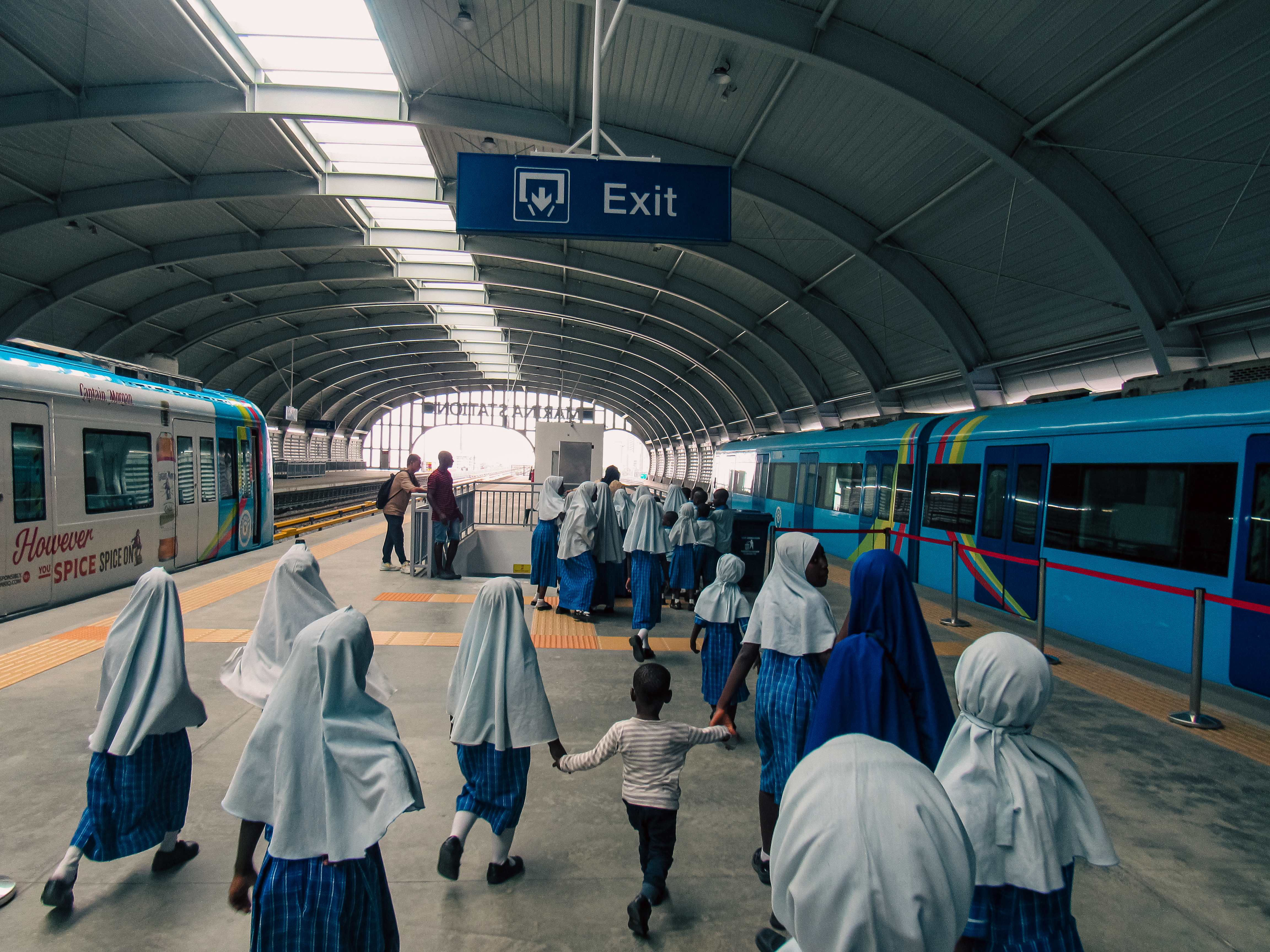 Students on a train trip excursion